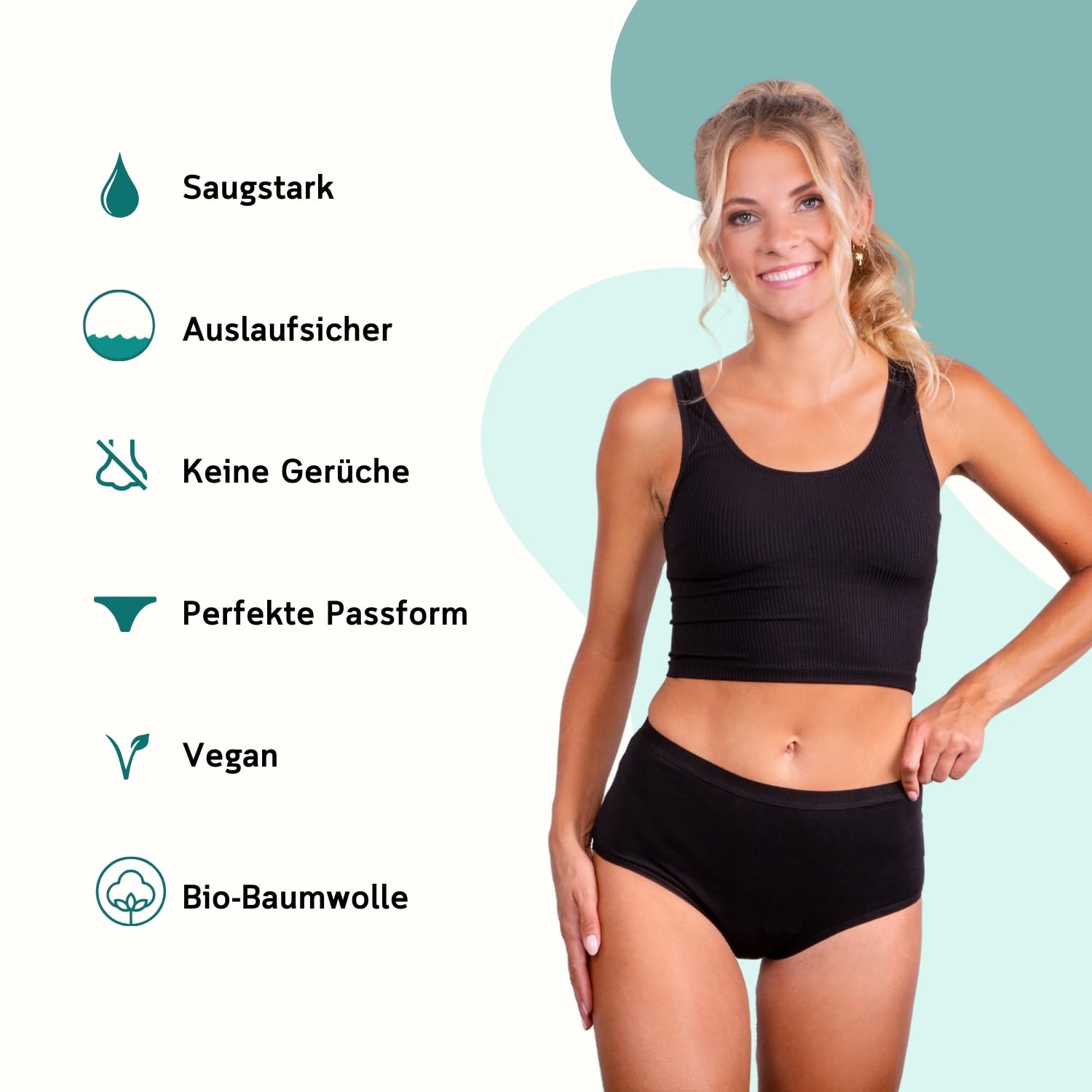 Taynie Set di biancheria intima per periodi Comfort extra forte, forte sanguinamento, confezione da 3 pezzi, biancheria intima mestruale, slip per periodo, durata fino a 12 ore, lavabile fino a 60 °C