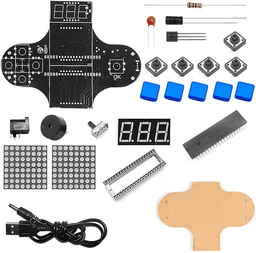 DIY Electronics Kit, 51 Single Chip Microcomputer, Funny Video Game Machine, Four Modes Available, Practice Soldering Project Kit