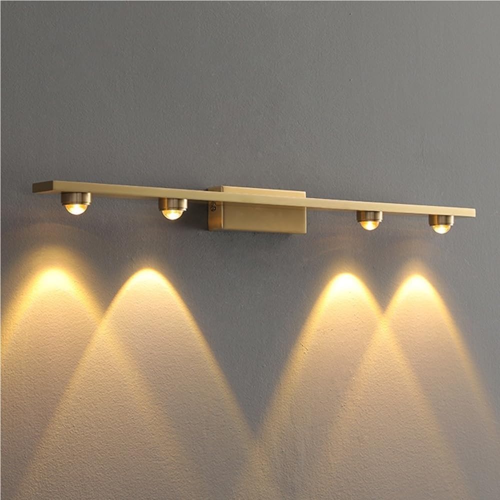 SXECAEPS Nordic Modern Brushed Brass Wall Sconce Hardwired Indoor Lamp 3000K Warm Light Mounted Fixtures for Living Room Bedside Nightstand Vanity Bathroom(D)