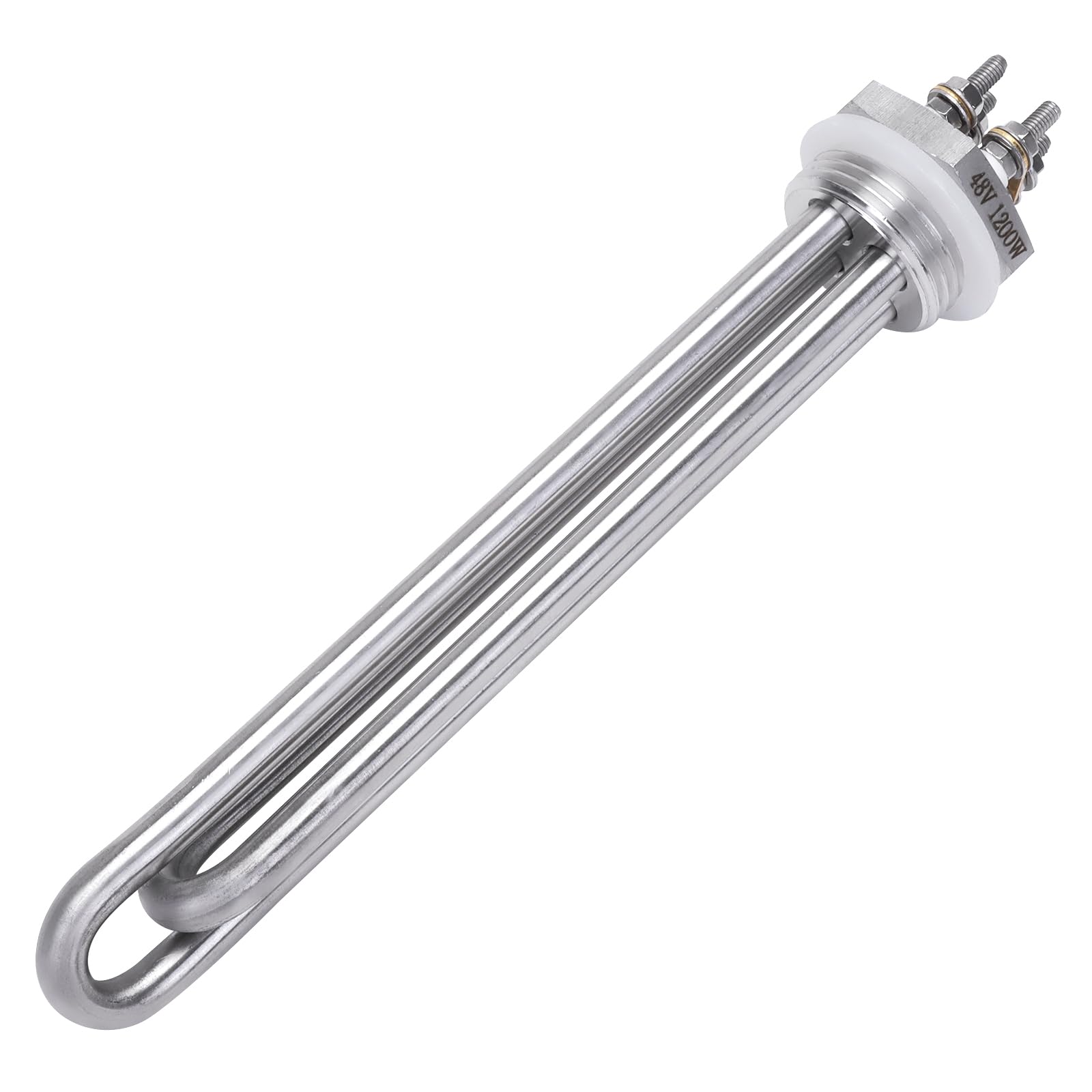 DERNORD 48V 1200W Heizelement 1 Zoll DN25 BSP Heizstab Edelstahlflansch with Silikonring Doppel U Typ