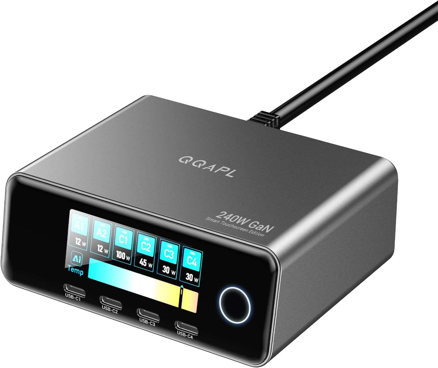 PD3.2 USB C Charging Station, 240W GaN 6-Port Desktop Charger