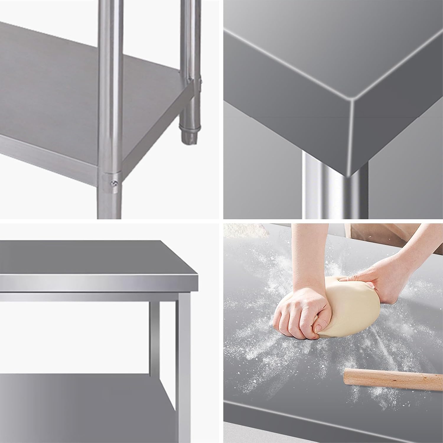 Thickened Square Tube Workbench Stainless Workbench Shelf Commercial Baking Table Metal Table Kitchen Preparation Table