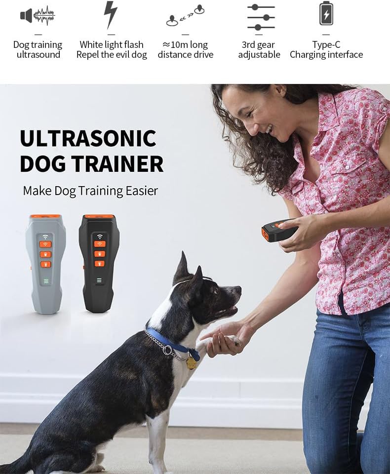 Dog Bark Deterrent Devices，Ultrasonic Anti-Barking Device Anti-Barking Device Charging Variable Frequency LED Flashing Light Portable Dog Training Device， Haviour Stopper for Indoor Outdoor