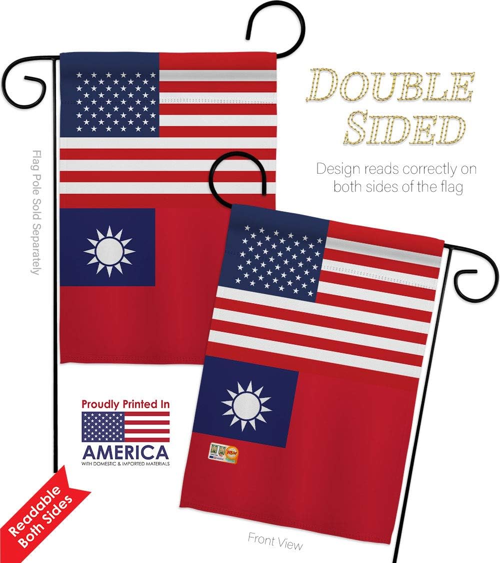 Taiwan US Friendship Garden Flag Set Mailbox Hanger Regional USA American Alliance World Country Particular Area Small Decorative Gift Yard House Banner Double-Sided Made In 13 X 18.5