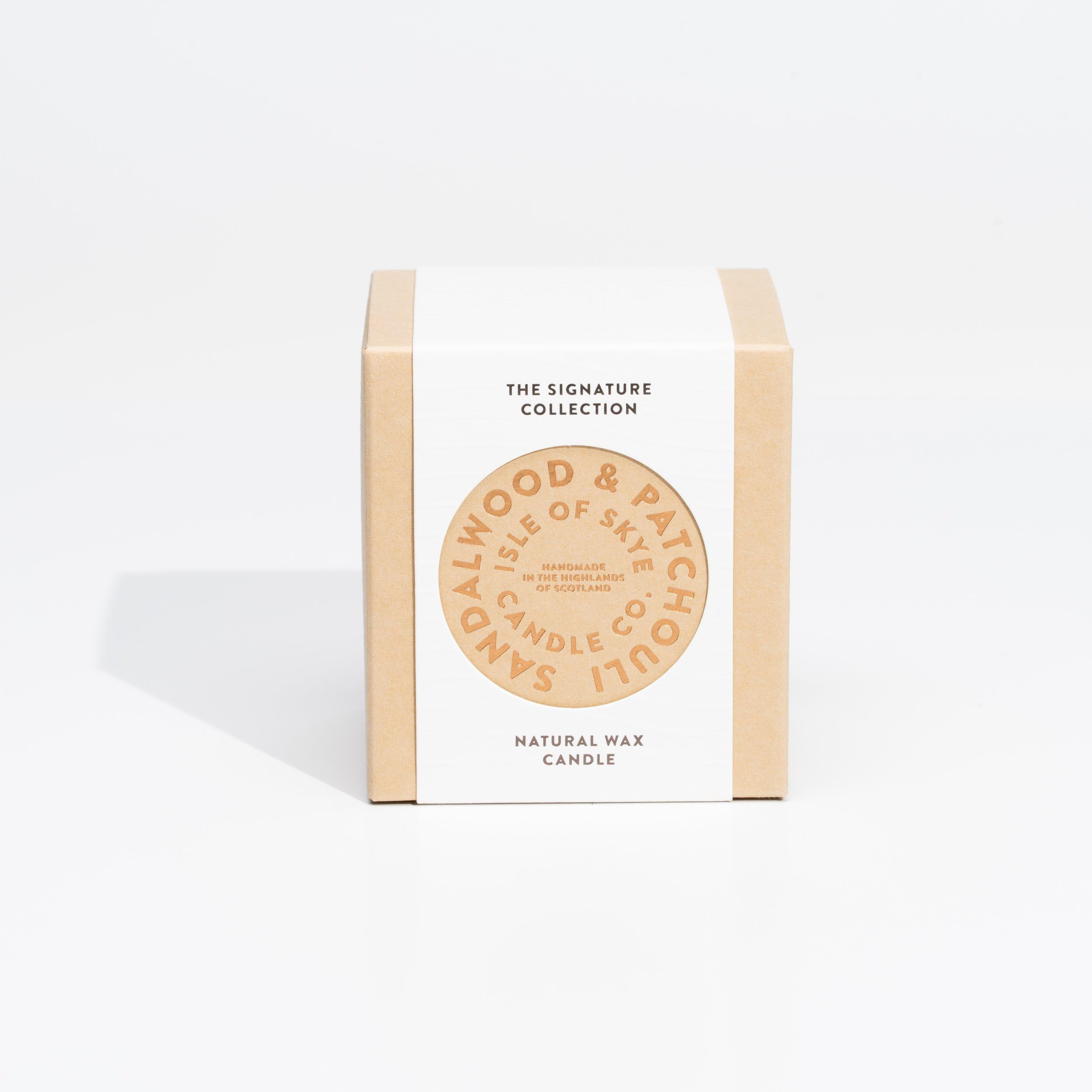 Isle of Skye Candle Company Petite bougie dans contenant en verre Bois de santal et patchouli, Blanc