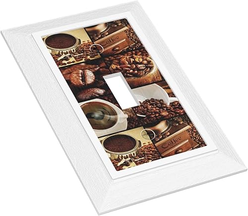 Miniatura 3 de Cubierta de interruptor de luz café marrón de 1 banda, placa de pared decorativa de una sola palanca, placa frontal para cocina, dormitorio, baño,