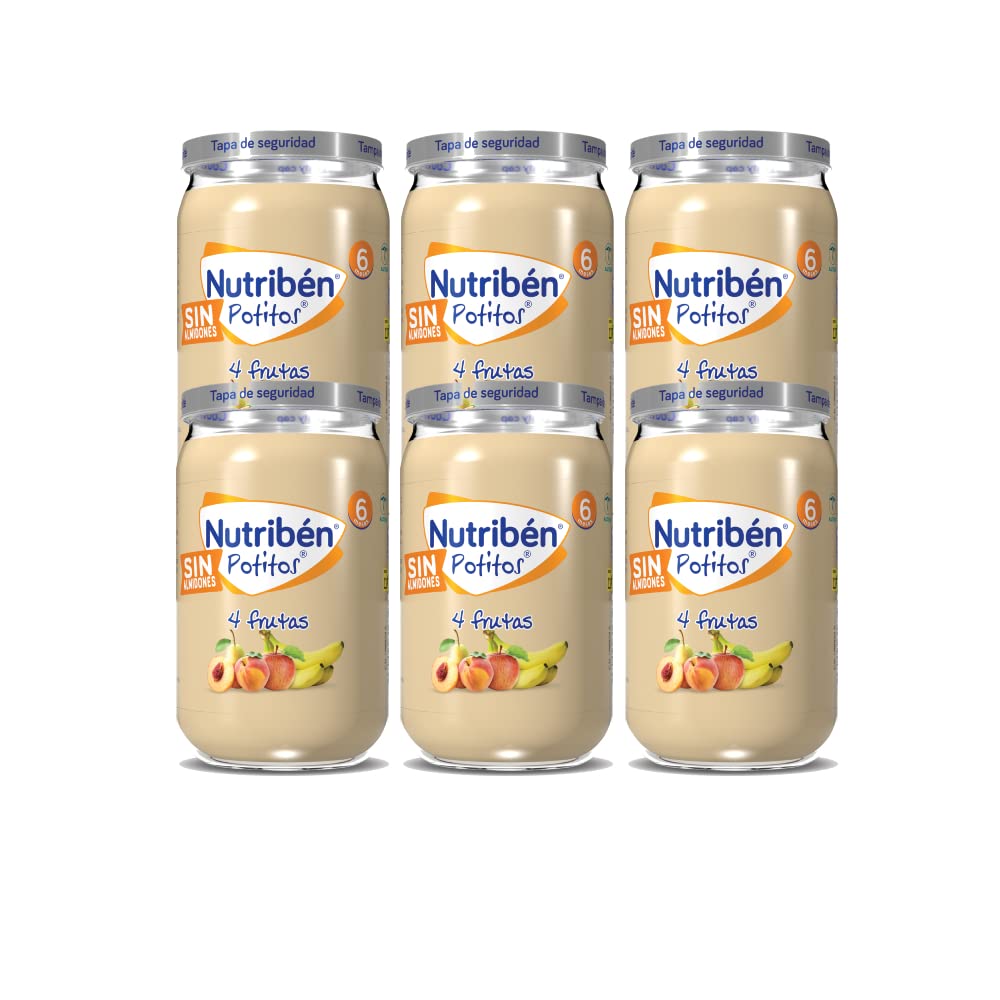 Nutribén Potitos Tarrito 4 Frutas Melocotón Pera Plátano Manzana Sin Azúcares Añadidos Sin Gluten 235g