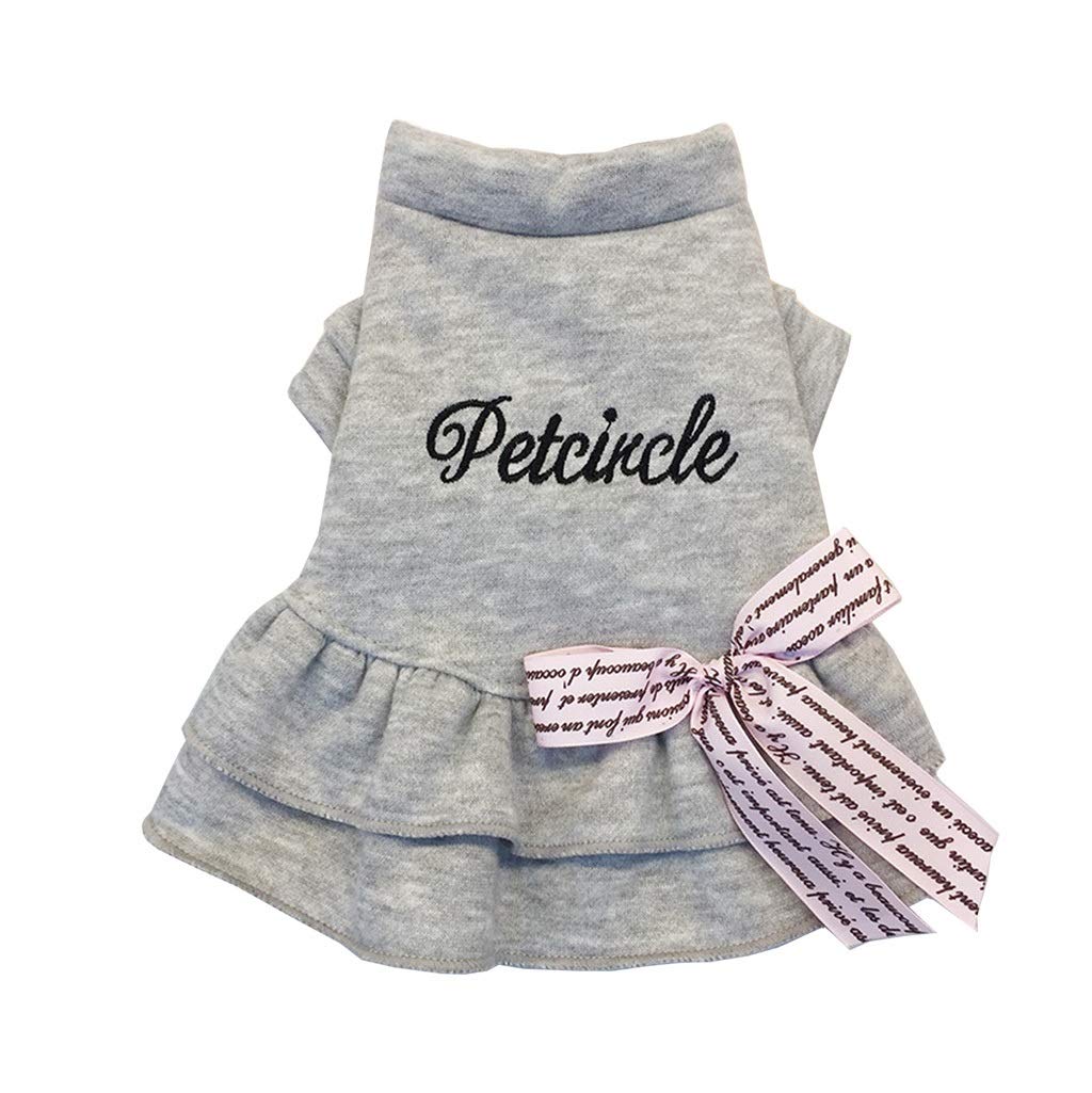 Zima Jesień Pies Koty Sukienka Sukienka z literą Bowknot Puppy Dog Odzież Teddy Pudel Ubrania dla psów Małe zwierzę (Kolor : Różowy Rozmiar : Duży) (Szary X)