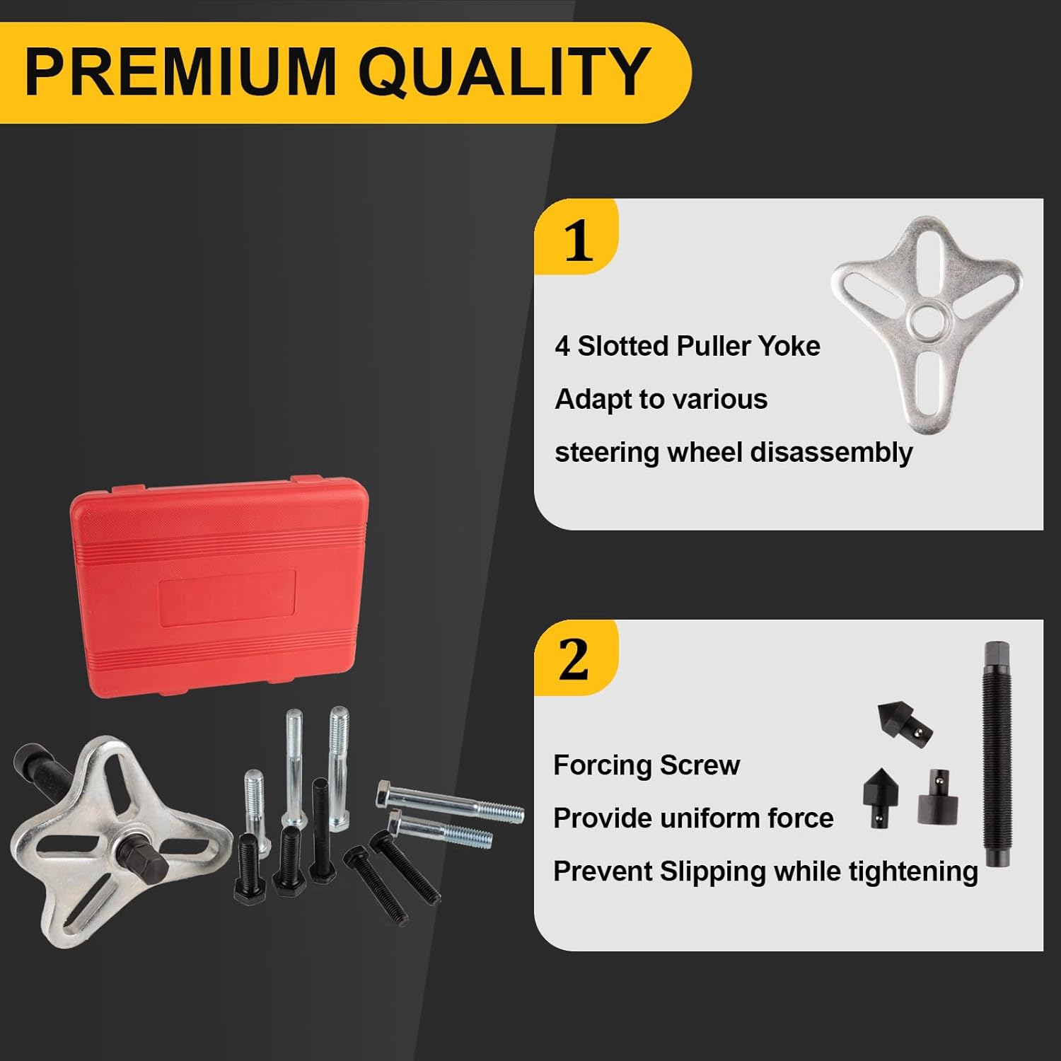 46PCS Harmonic Balancer Puller Set, Automotive Power Steering Wheel Pulley Puller Installer Tool Kit, Crankshaft Flywheel Puller Removal Tool Set Works with Most Cars, Pickups, and SUVs