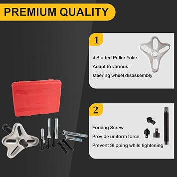 46PCS Harmonic Balancer Puller Set, Automotive Power Steering Wheel Pulley Puller Installer Tool Kit, Crankshaft Flywheel Puller Removal Tool Set Works with Most Cars, Pickups, and SUVs