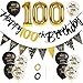 GoldRock 100 Geburtstag Dekoration Schwarz Gold, Deko zum 100 Geburtstag Männer Frau, Geburtstagsdeko 100 Jahre,Luftballons 100 Geburtstage,Happy Birthday Girlande,Folienballon Zahl 100,Deko 100 Jahre