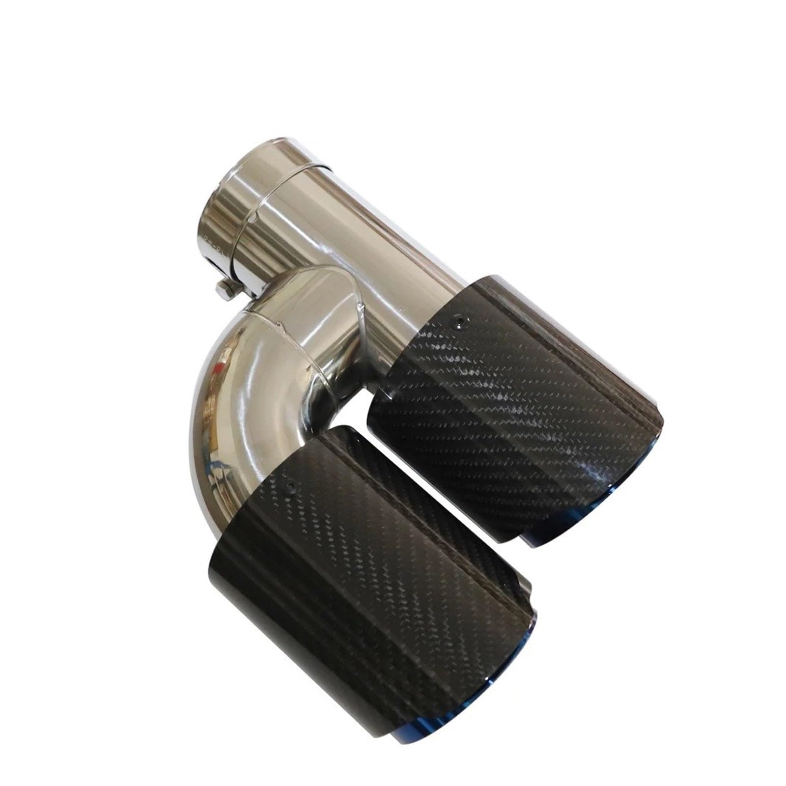 Terminale Scarico Auto Punta Silenziatore Per Auto A Forma H Silenziatori Per Tubi Scarico A Doppia Uscita Decorazione Per Ugelli Lucida Blu Inossidabile Universale Punta Silenziatore