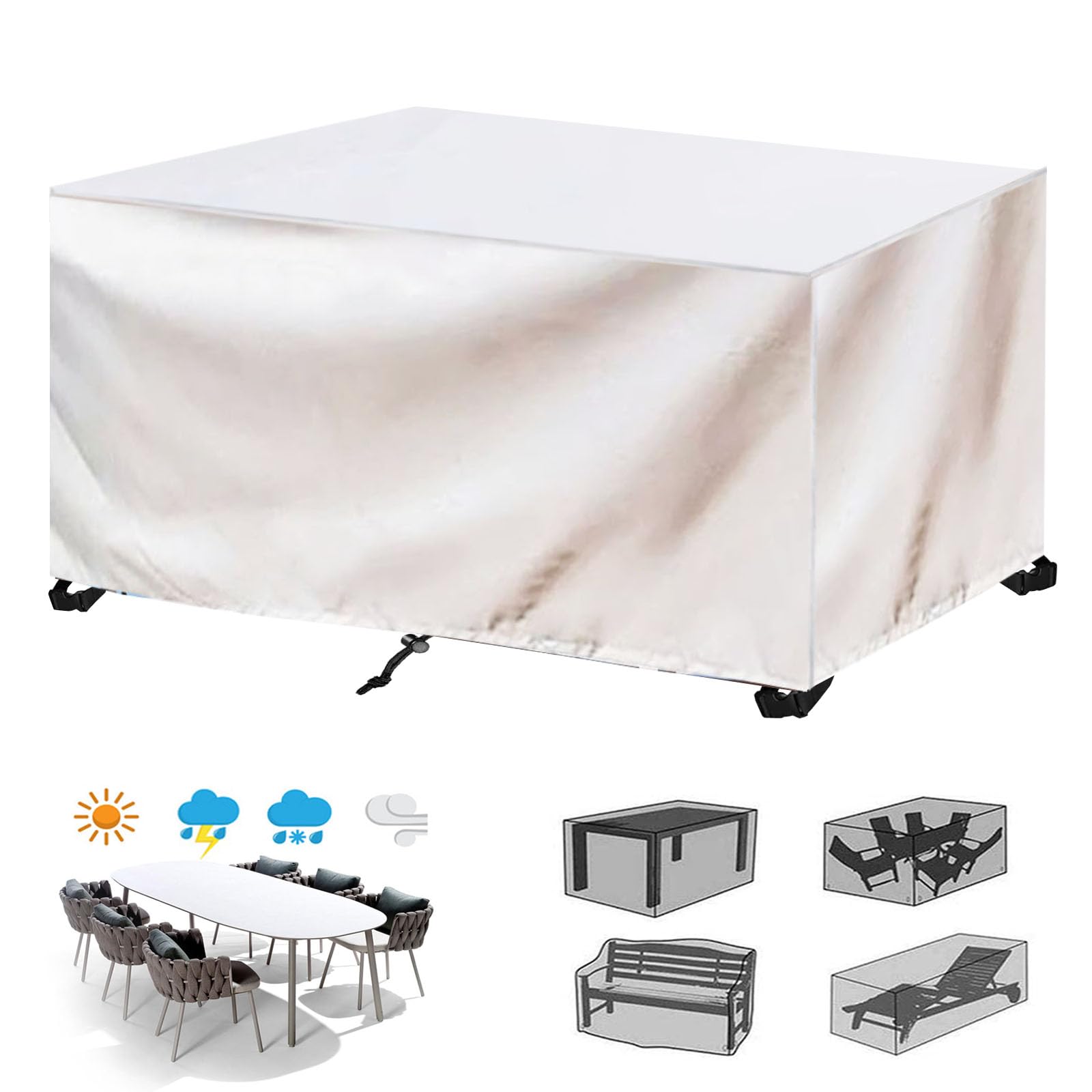 Housse de jardin pour table extérieure argentée idéale pour balcons et terrasses