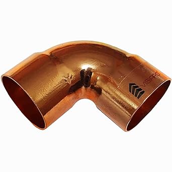 Visiaro Copper Elbow, Pipe Fittings, 90 degrees, Inner Dia 1 inch, Wall Thickness 20 swg, Pack of 1