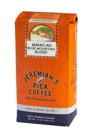 Jamaican Blue Mountain Blend, 10oz, Whole Beans, Light Roast, Caffeinated