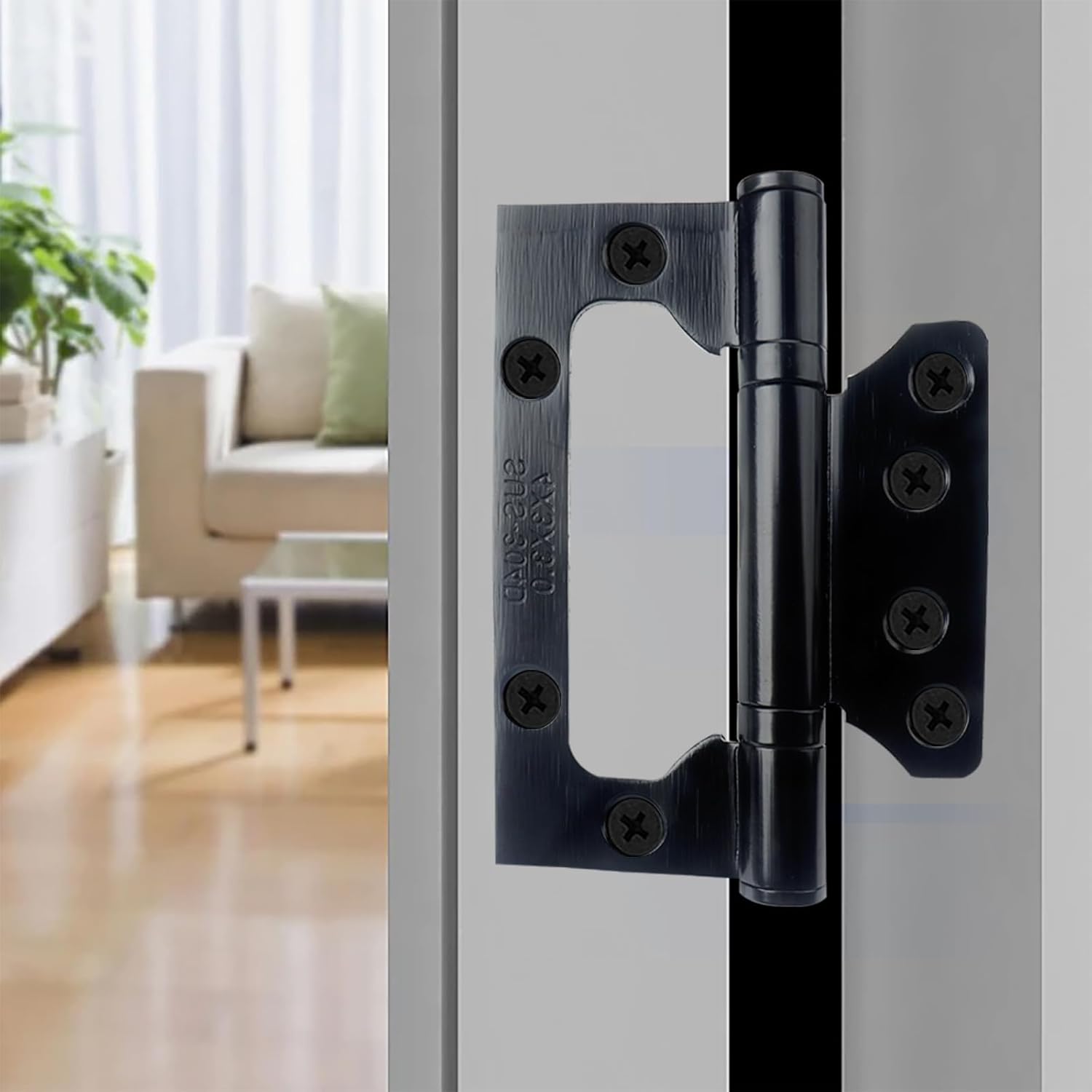 6 Pcs Stainless Steel Flush Mount Hinges, Heavy Duty Ball Bearing Door Hinges, Smooth and Silent Movement, for Home Cabinet Doors, Interior Door Hinges (Black)