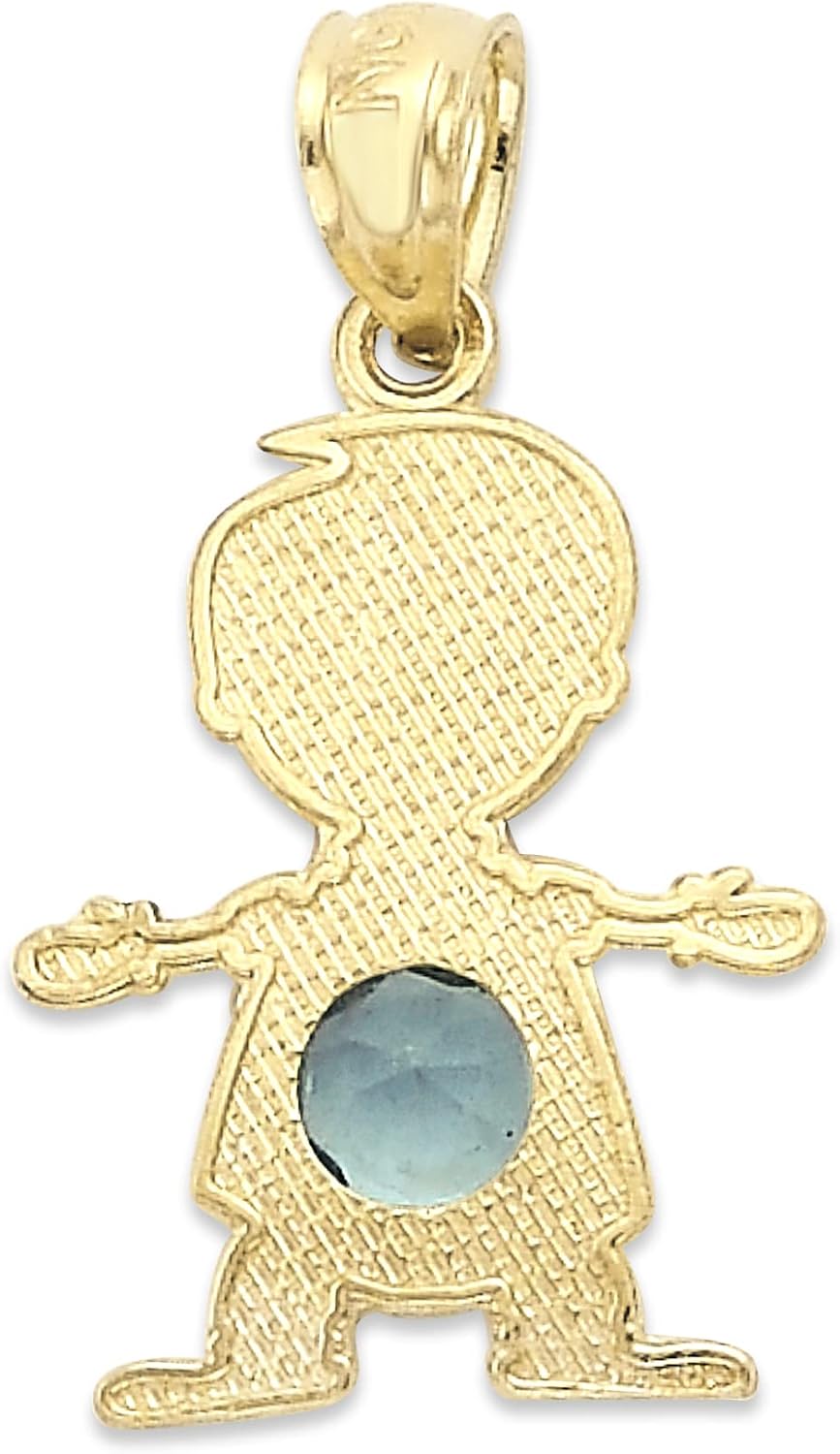 10k Real Solid Gold Newborn Baby Boy with CZ Birthstone Pendant for Necklace, Mothers Day Gift for Her, New Mom Jewelry (May)