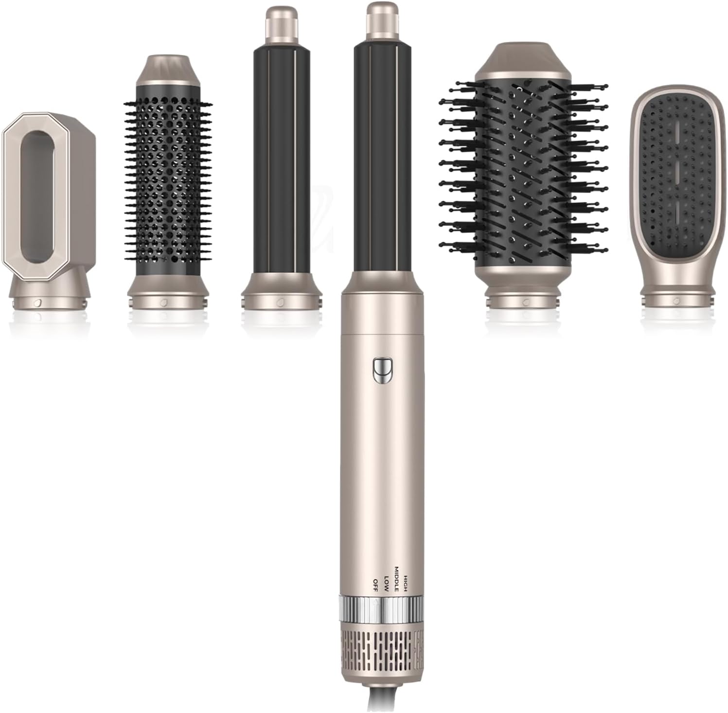 TANSHINE 6-in-1 Auto Hair Styler: Blow Dryer Brush, Hair Wrap Hairstyler, Hot Air Brush with Left & Right Curling Wand and Detachable Heads