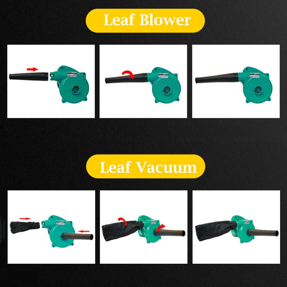 Soffiatore Elettrico con Cavo e aspirapolvere, spazzatrice da Giardino Portatile, Lunghezza Cavo 1,5 m/con Sacco di Raccolta, per Giardino, Computer, Auto