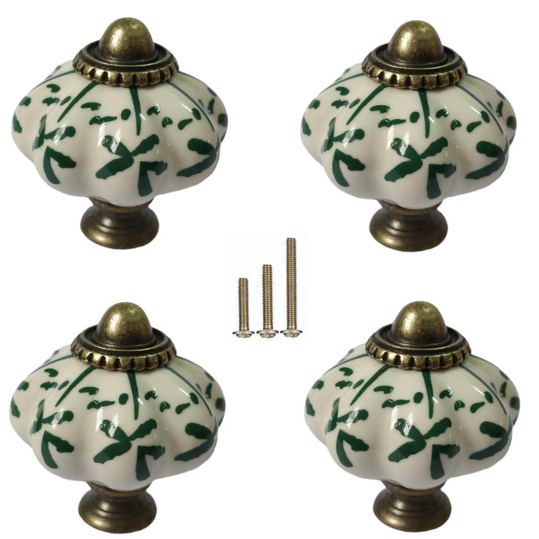 Vintage Ceramic Pumpkin Knobs - 4 Pcs Drawer Pulls -1 Vintage Ceramic Pumpkin Knobs - 4 Pcs Drawer Pulls -1
