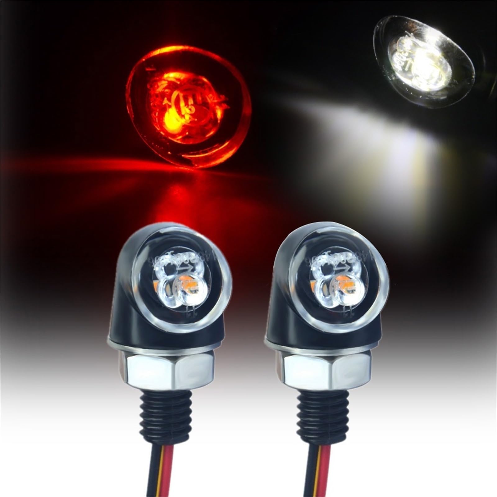 Światła kierunkowskazów Włącz Lampę Kierunkowskazów | 8mm kierunkowskazy Lampa kierunkowskazów DRL Światła stopu(4pcs white yellow)