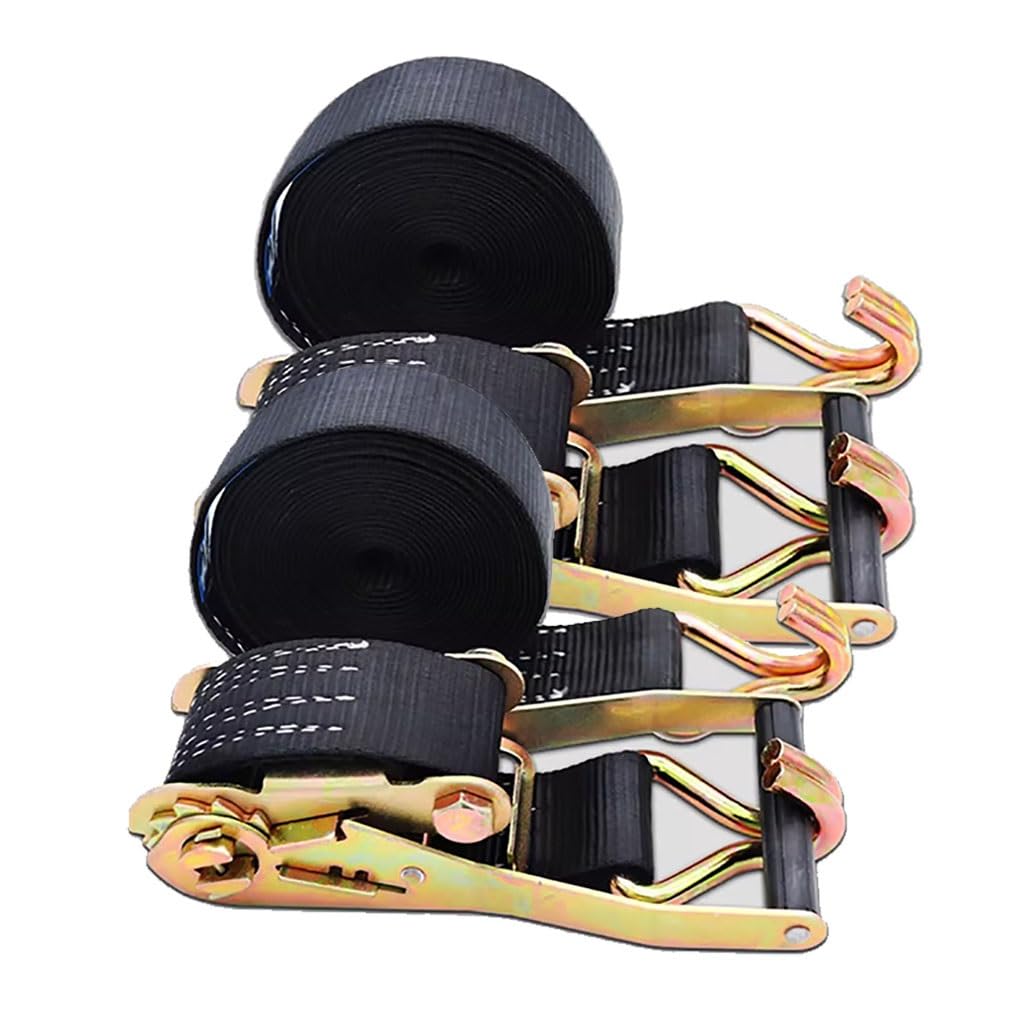 2 Correas De Trinquete Negras, Correas De Amarre De Trinquete Resistentes con Resistencia A La Rotura De 11023 Lbs, Correas De Trinquete De para Motocicleta, Camiones, Remolque(L 8m/315in)