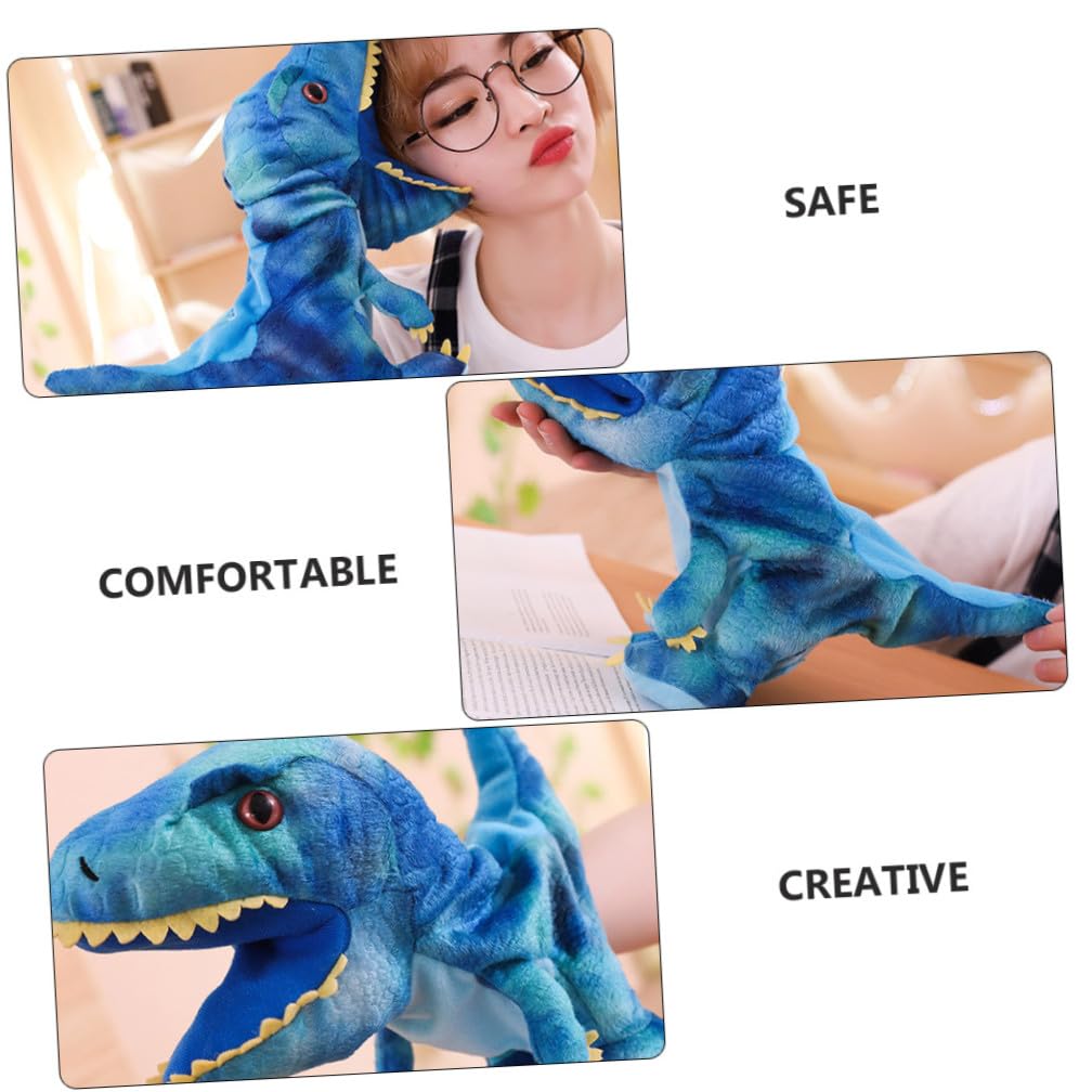 Marioneta de Mano de Dinosaurio para Niños, Juguete Interactivo de Felpa Algodón PP, Diseño Creativo y Color Azul para Juegos y Contar Historias