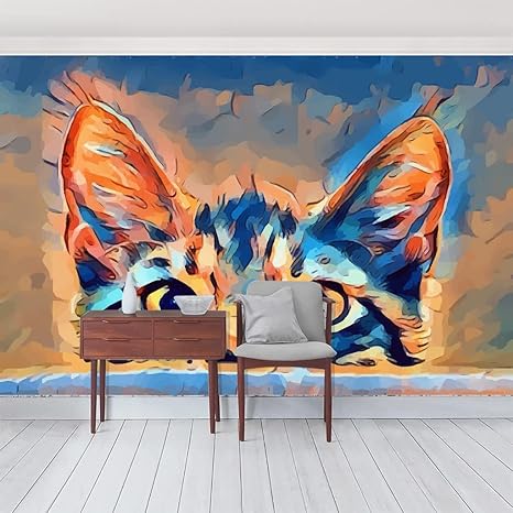 Amazon モダンアート 動物 猫壁紙 280x0 Cm 絹のようなシルクの質感 カスタマイズ可能な大型壁画 砂壁にはれる壁紙 天井壁紙壁画 壁紙おしゃれ 天井用パネル壁紙 お風呂壁紙 壁絵 厚手 部屋 インテリア 壁の装飾 Diy 工具 ガーデン