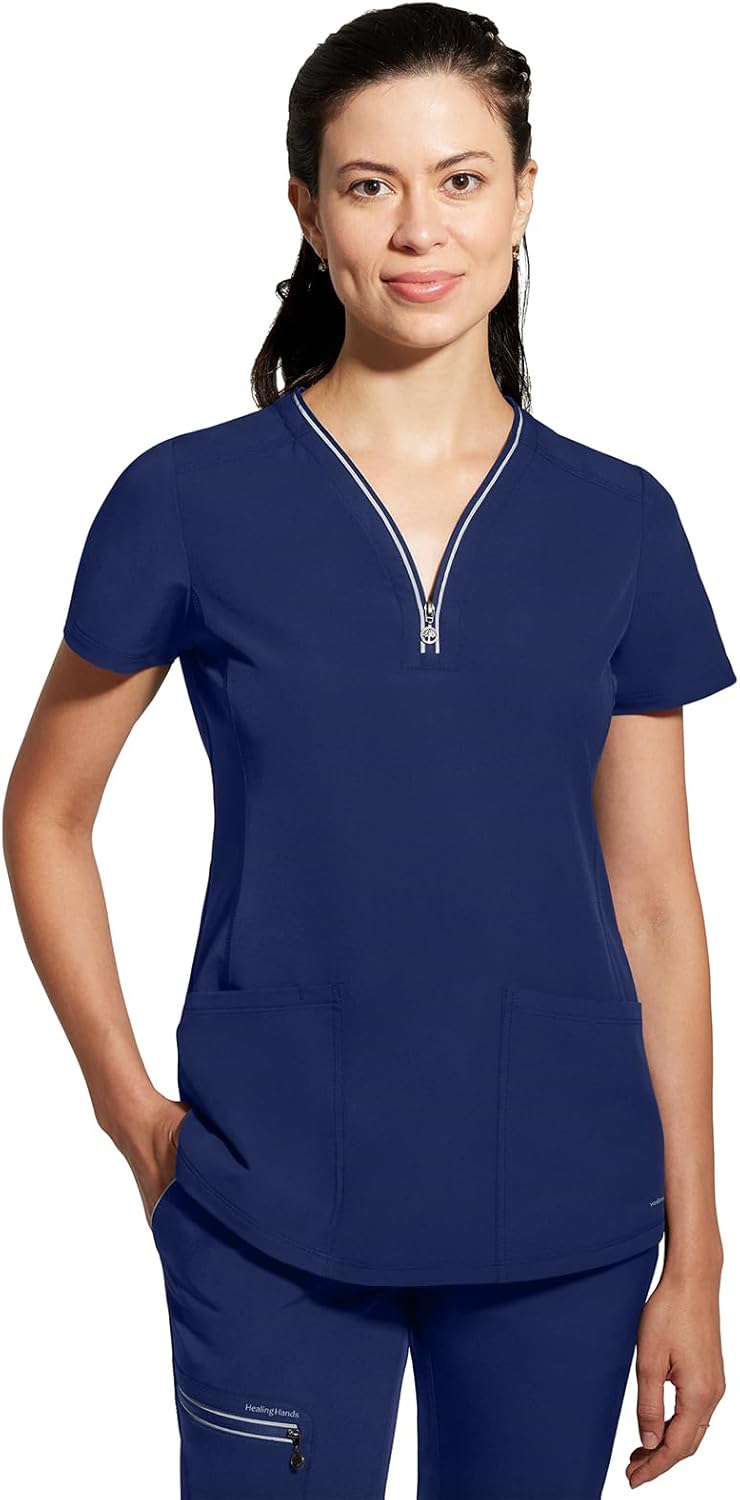 Healing Hands Scrub Top for Women Sonia Top with 3 Pockets Moisture Wicking, 360° Stretch & Recycled Fibers - 2274