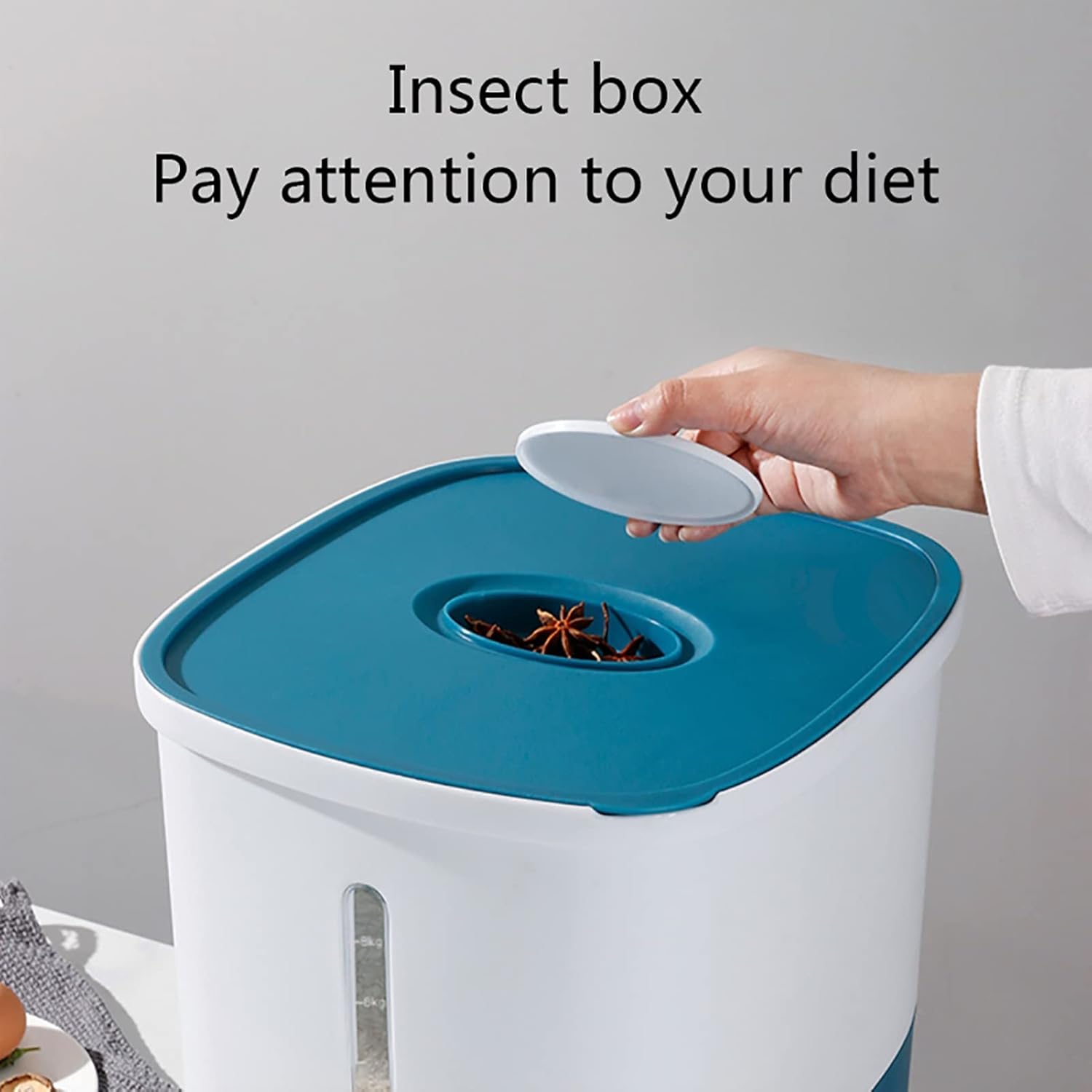 Bao Monad Sealed Rice Bucket Dispenser Transparent and Visible Moisture-Proof Grain Box Grain and Miscellaneous Grains compartments for Kitchen Blue (Blue)