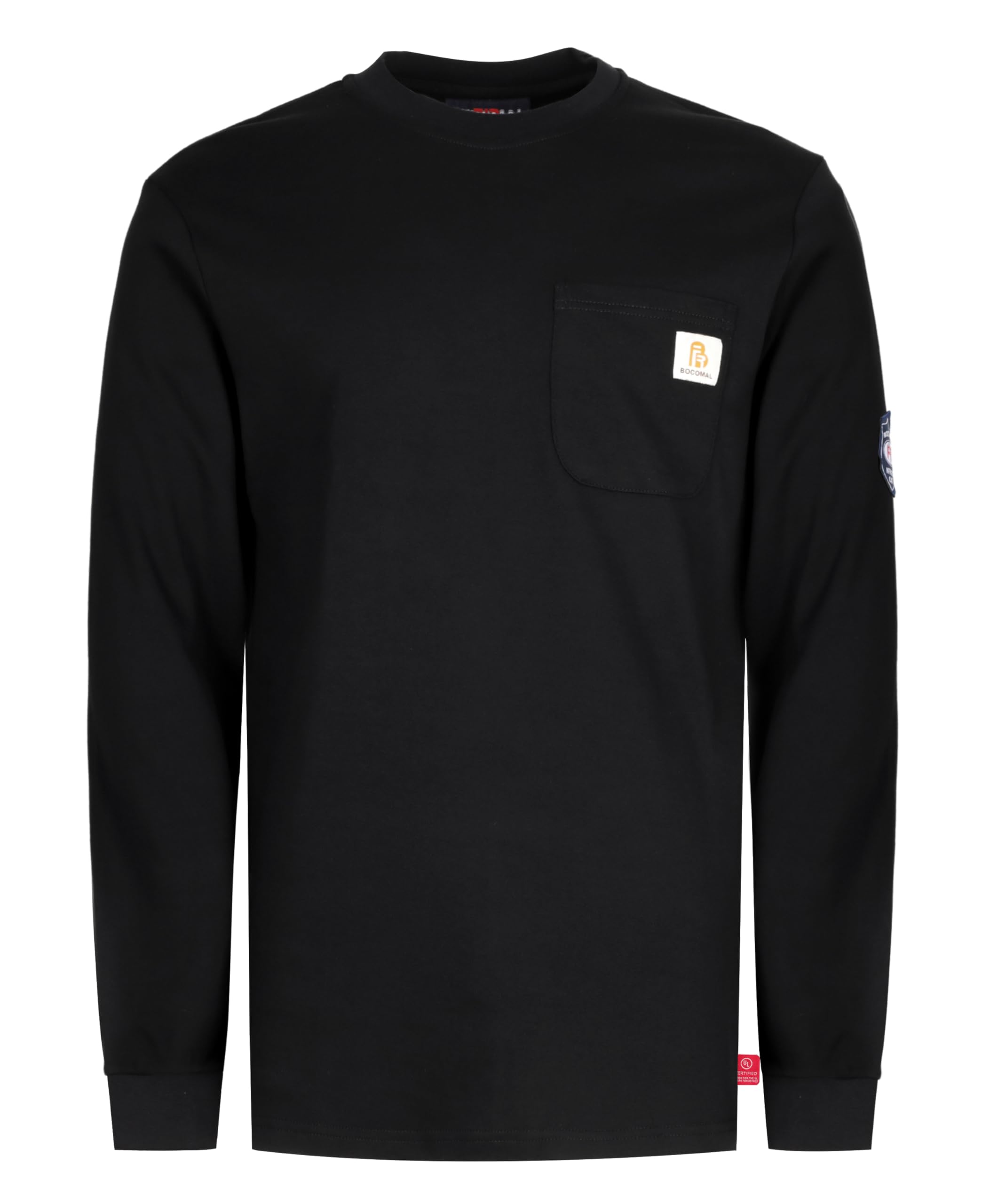 BOCOMAL FR Shirts Crewneck 7oz Midweight Flame Resistant Clothing NFPA2112 CAT2 Men's Fire Retardant Work Shirt