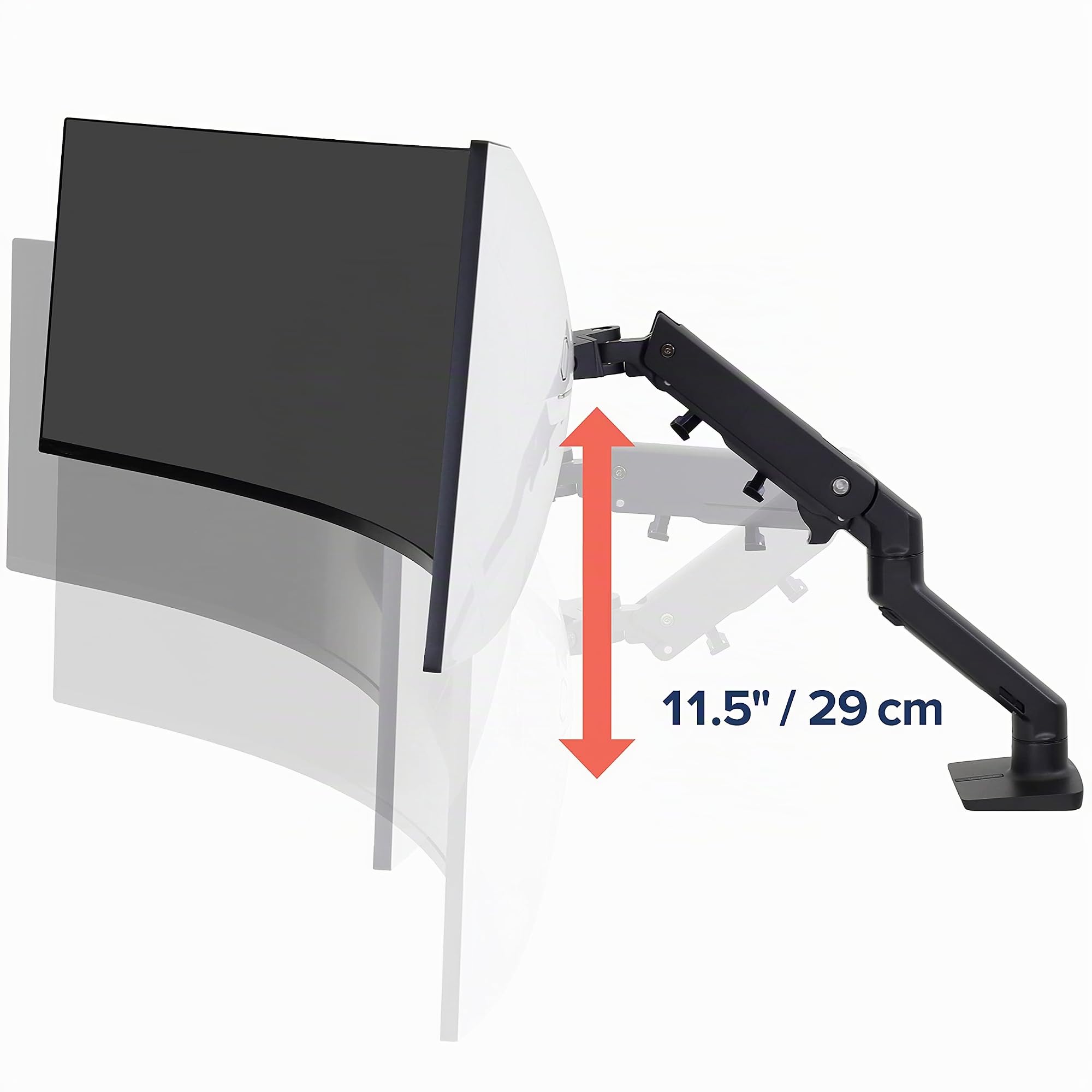 Ergotron – Braccio HX HD gaming, da scrivania per monitor ultrawide 1000R fino a 49 pollice, da 12,7 a 19,1kg, VESA 75x75/100x100mm - Snodo HD, Nero opaco (45-647-224)