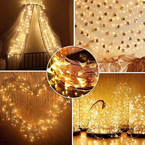 Gaheslop LED Fairy Lights USB Powered, 2 Sets 12M/40Ft 120 LED String Lights 8 Modes Copper Wire Decorative Lights with Remote Best for Girls Bedroom, Xmas Tree, Photo Wall, Balcony(Warm White)