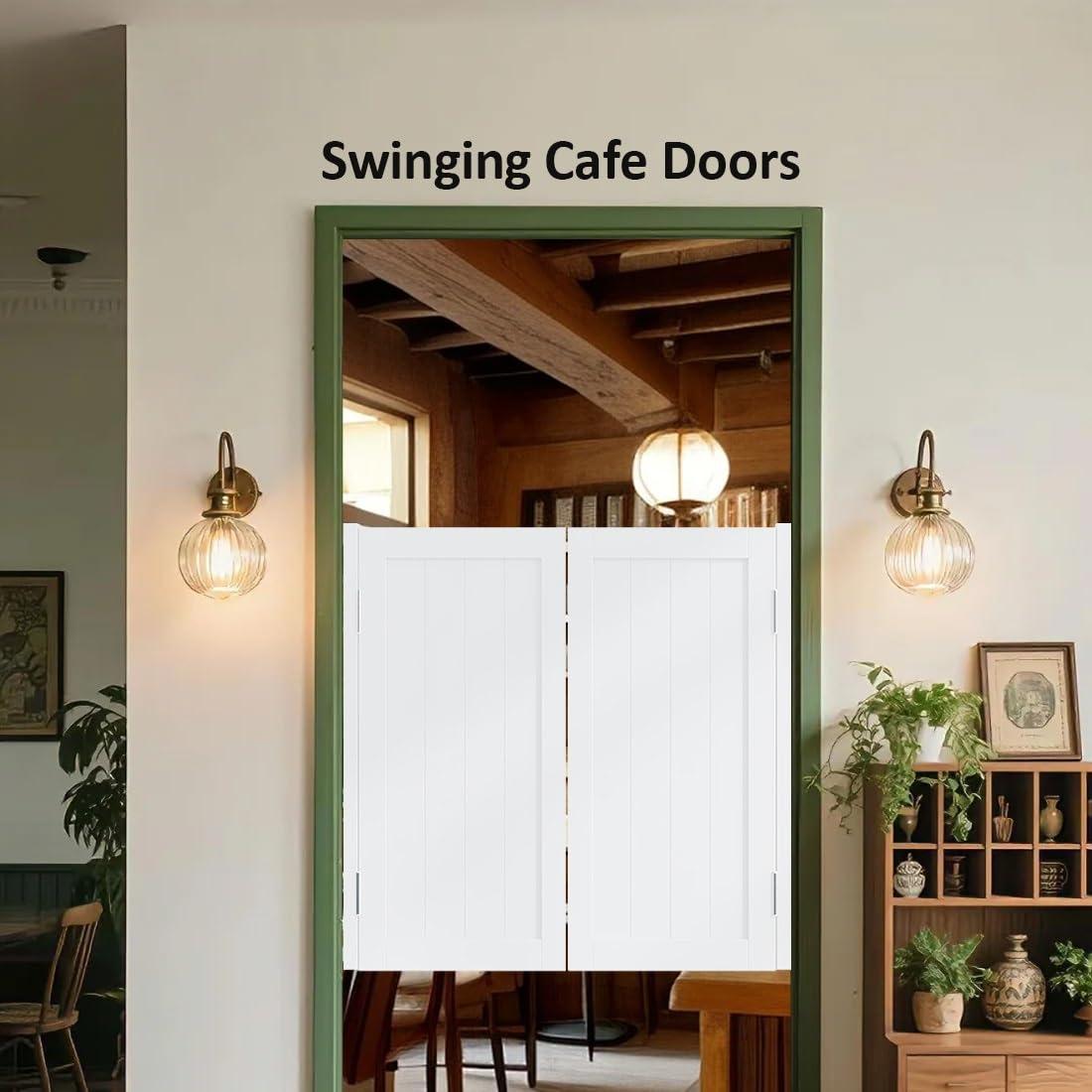 30/32/36 Zoll breite Salonschwingtüren, Innentüren aus Massivholz, Salon-Cafétüren, Trenntüren im westlichen Stil für Schlafzimmer, Veranda, Keller, Thekeneingang (Weiß, 86 x 100 c
