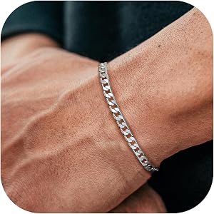 YADOCA Pulseras Hombre Pulsera de Plata de Ley 925 para Hombres Pulsera de Cadena de Eslabones Curvados Figaro Cubano 19/21 cm Joyería para Hombres Regalos para Papá Novio Esposo Hijo