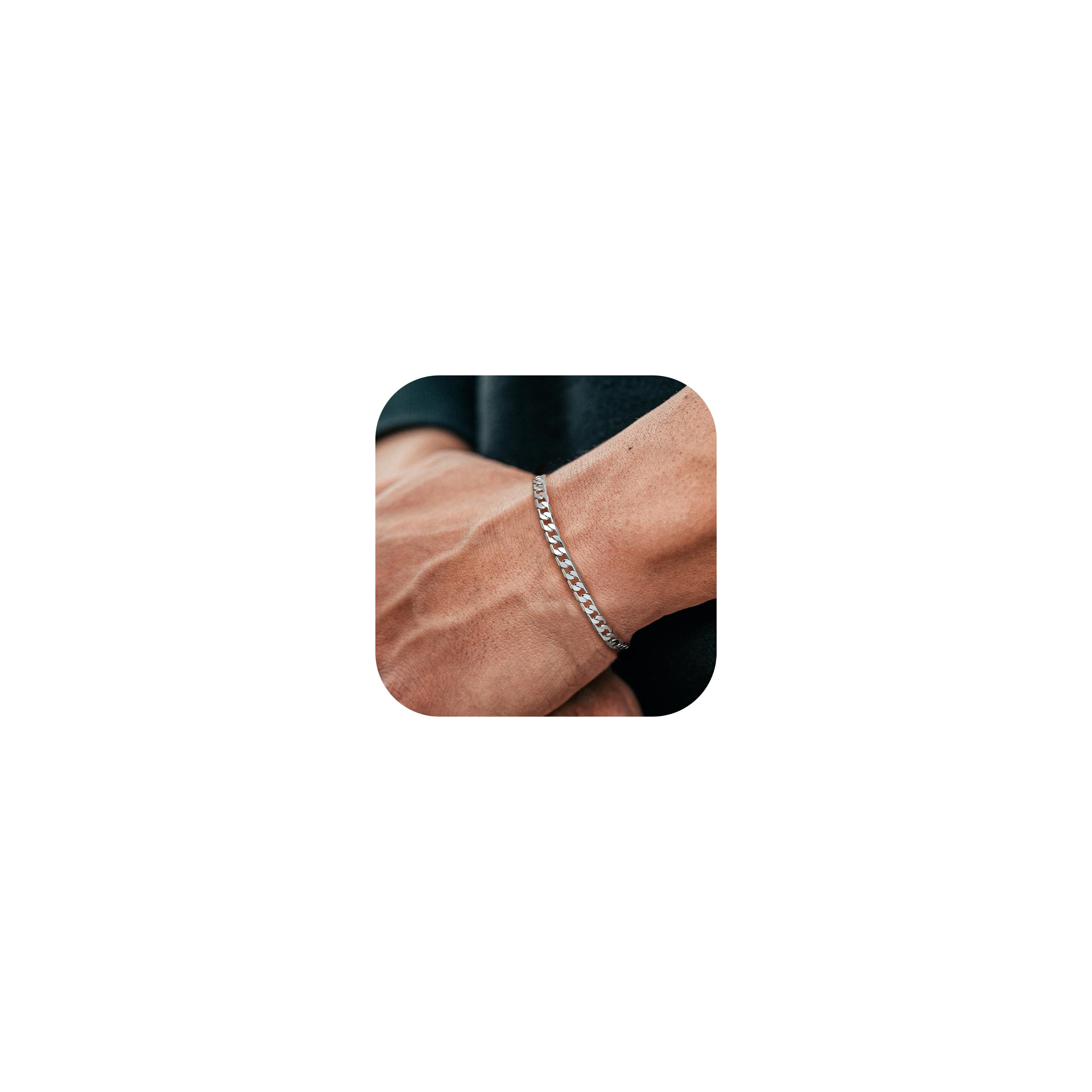 YADOCA Pulseras Hombre Pulsera de Plata de Ley 925 para Hombres Pulsera de Cadena de Eslabones Curvados Figaro Cubano 19/21 cm Joyería para Hombres Regalos para Papá Novio Esposo Hijo ClimeCo Certified