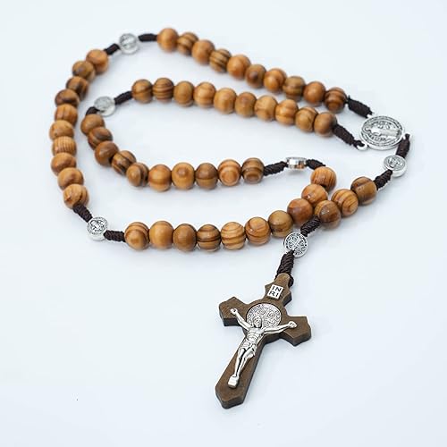 Miniatura 8 de Rosario de cruz de pared católica, crucifijo - Rosario de perlas reales naturales