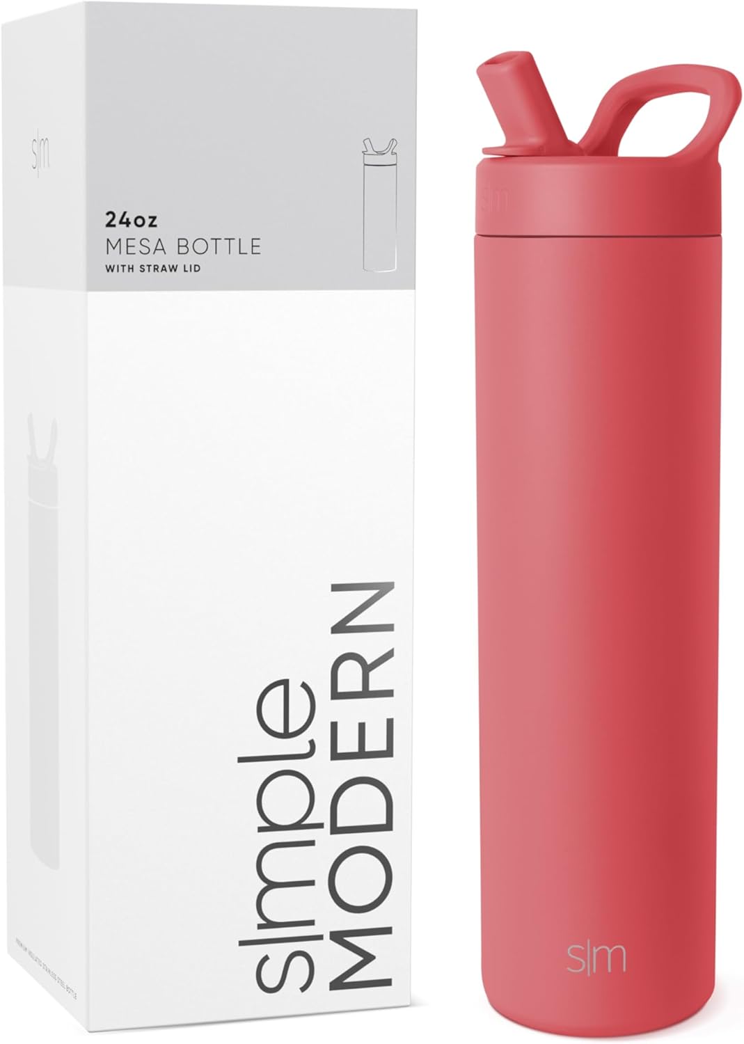 Simple Modern Water Bottle with Straw lid | Insulated Stainless Steel Thermos | Reusable Travel Water Bottles for Gym & Sports | Leak Proof & BPA Free | 24oz, Spiced Coral
