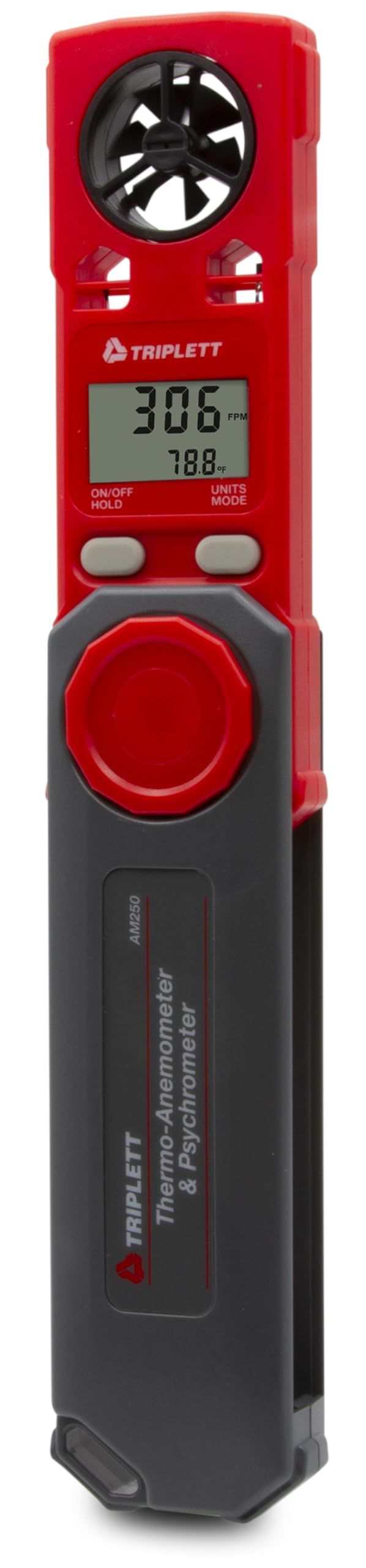 Triplett AM250 - Anemometro tascabile con velocità dell'aria, temperatura, umidità relativa, punto di rugiada e Windchill