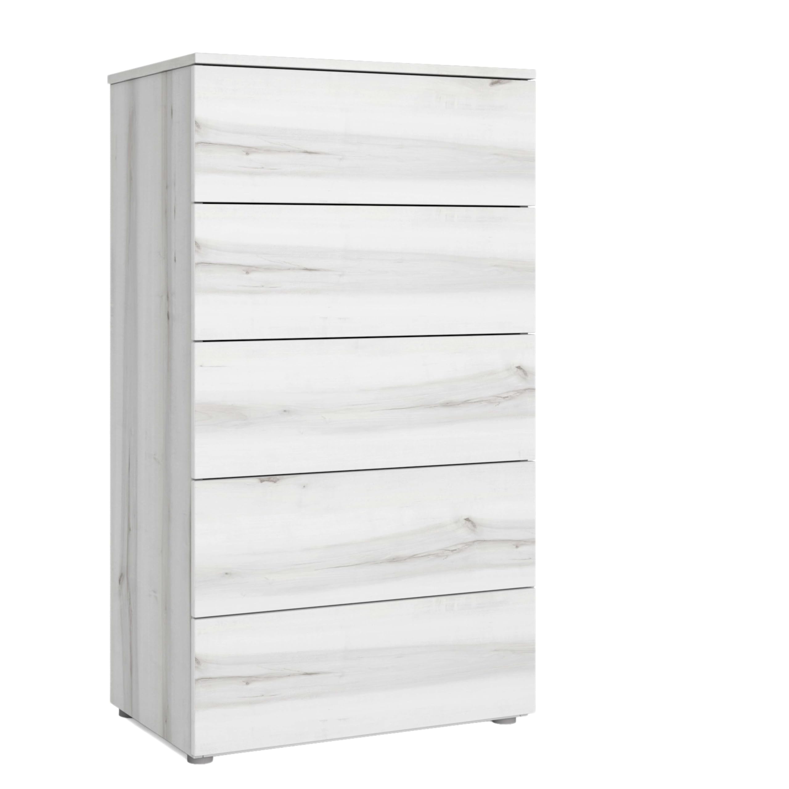 Sinfonier Cómoda 5 Cajones Mueble Cajonera Cómoda Alta Lyon Blanco Albo 62x111 cm