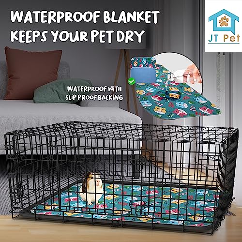 Image of Guinea Pig Cage Liner - Pack of 4 Washable Pee Pads for Dogs, Smooth Fleece Guinea Pig Bedding for Cage & Crates, Reusable & Waterproof Puppy Pee Pads - 47x24 Inches, Green Purple Piggies