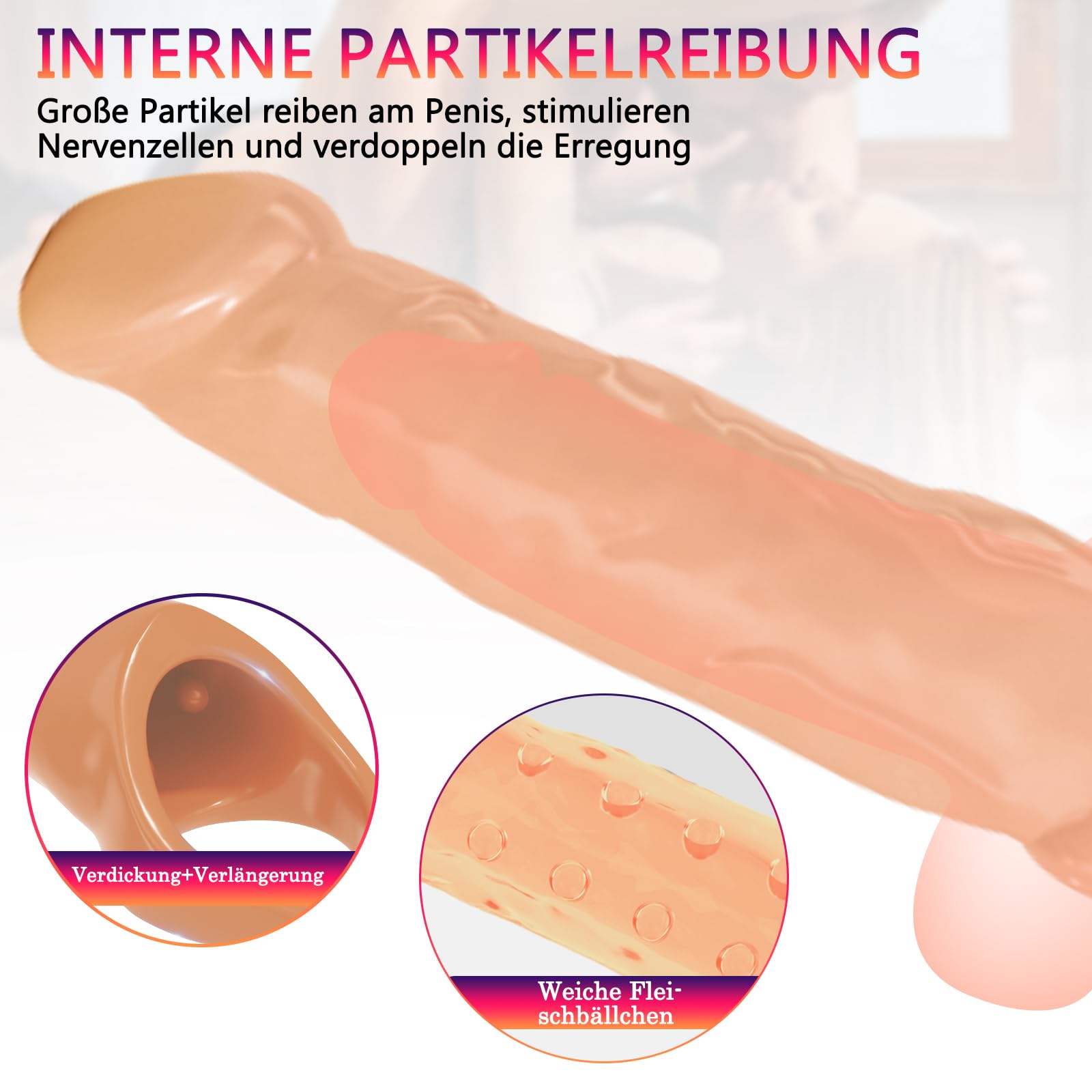 Manicotto per pene XXL 28 cm 5 cm Giocattoli sessuali per coppie Color carne