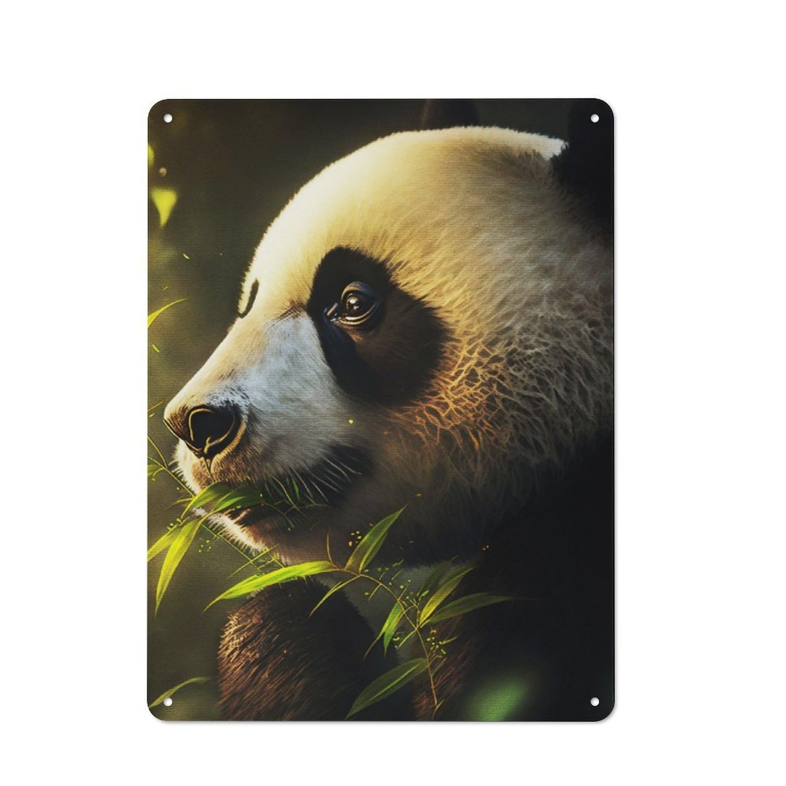 Junmoney Panda Portrait Rustic Metal Sign 40X30cm For Hallway Wall, For Collectors Of Rustic Metal Wall Decor