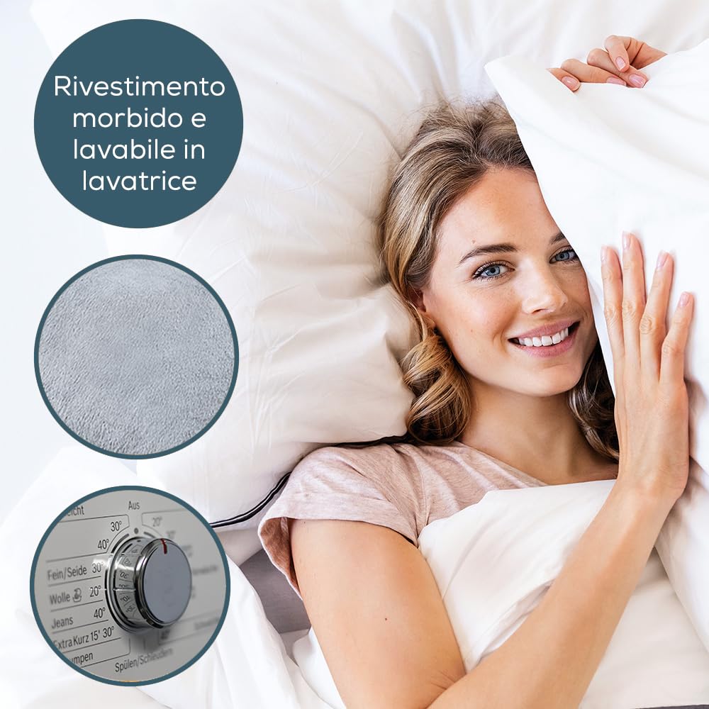 Beurer MG 145 cuscino massaggiante, massaggiatore schiena collo per massaggio shiatsu rilassante, funzione riscaldante, copertura lavabile, 4 testine massaggianti, grigio