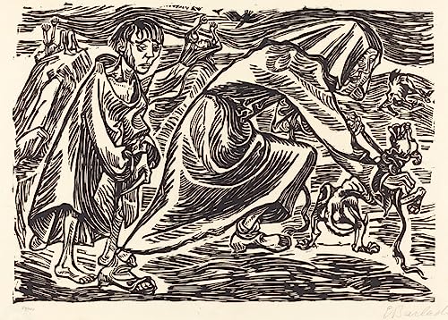 Impression d'affiches L'attrape-chien Ernst Barlach pour une decoration murale salon