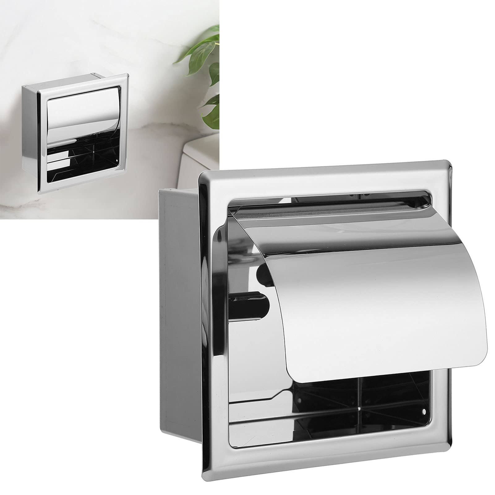 Porta carta igienica in acciaio inox per bagno (Mirror Chrome) impermeabile a parete