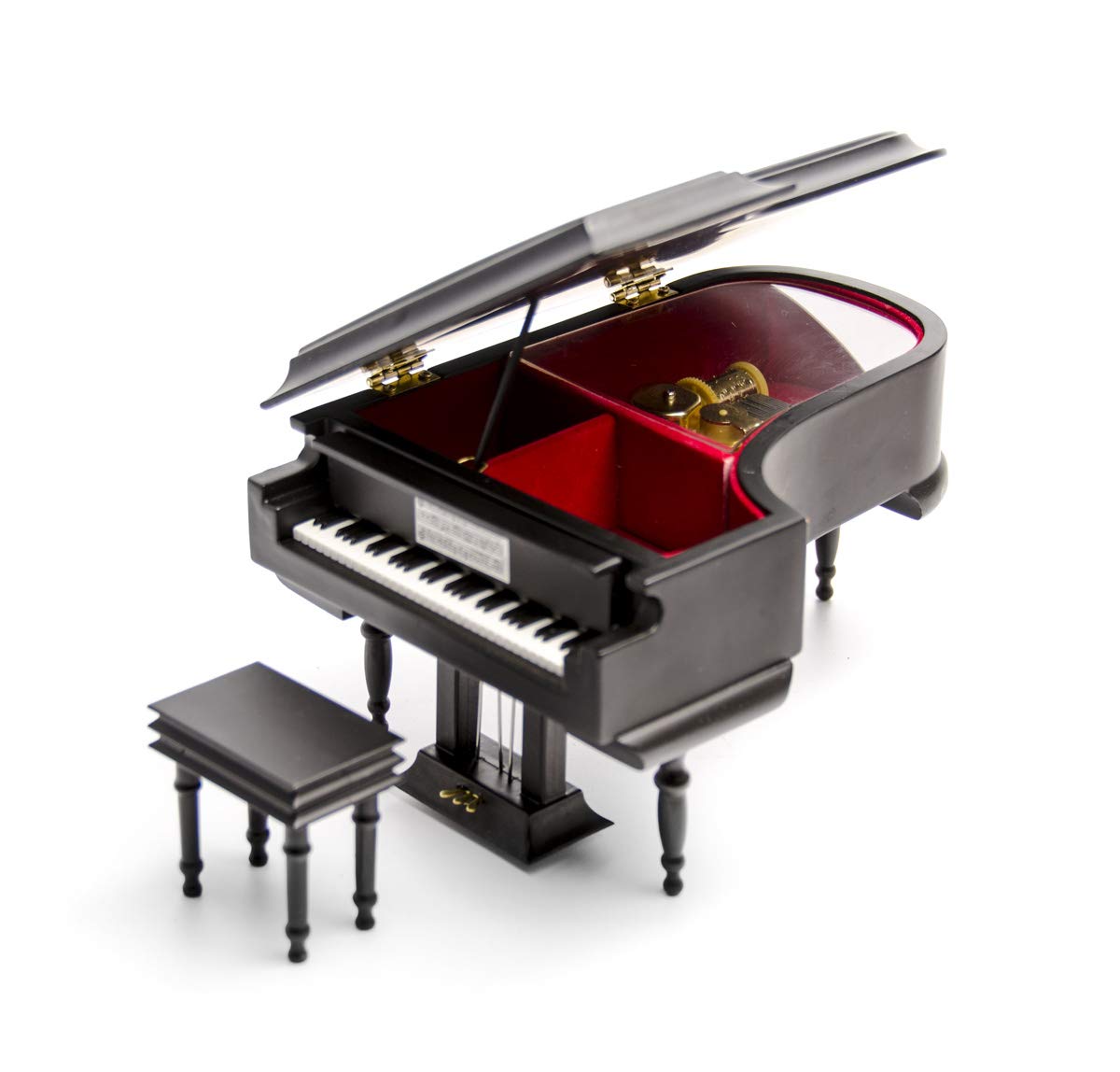 MusicBoxAttic Sofisticado Piano en Miniatura DE 18 Notas, Color Negro Mate, con Banco, más de 400 Canciones