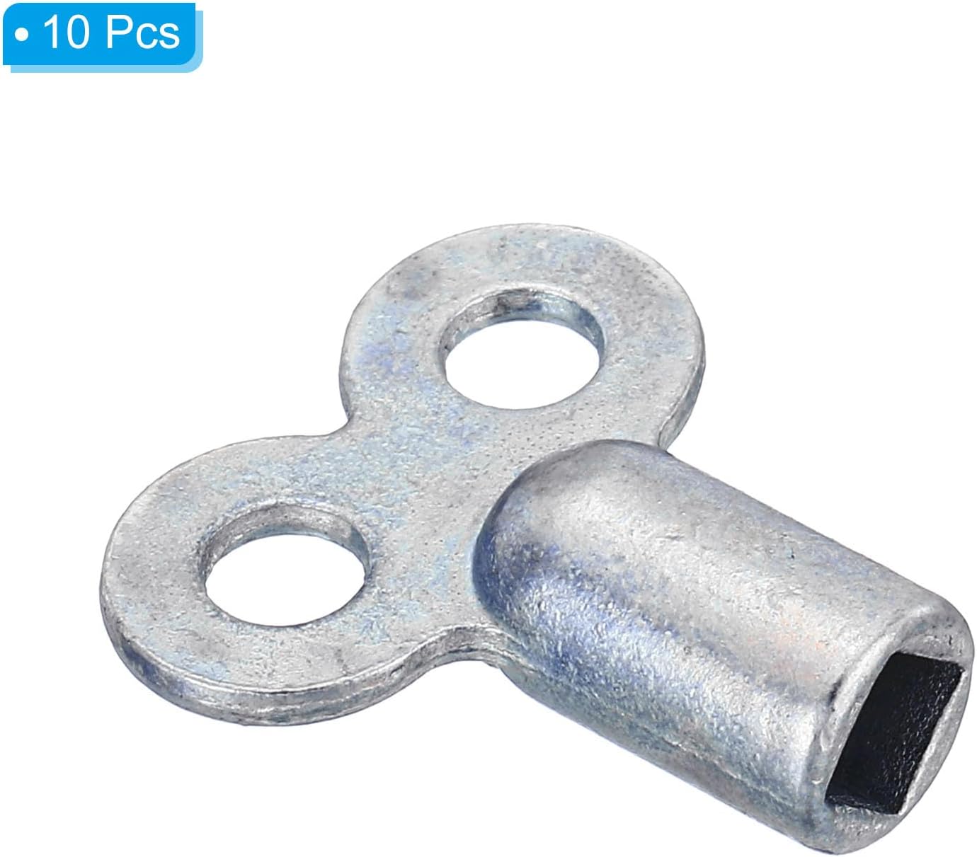 PATIKIL Radiator Valve Keys, 10 Pack Zinc Alloy Square Socket Vent Air Valve Key Wrench Plumbing Bleeder Tool Double Hole for Radiator Heater Faucet, Silver