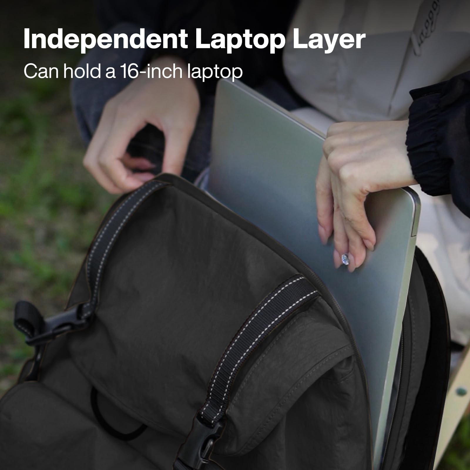 mixi Reiserucksack für Männer & Frauen, 18 Zoll Handgepäck-Tauglich für 16 Zoll Laptop, Leicht & Wasserdicht Wanderrucksack für Outdoor, Business & Casual, Schwarz