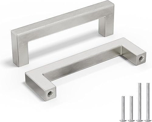 Homdiy - Tiradores cuadrados de níquel cepillado para gabinetes de cocina tiradores modernos de acero inoxidable para cajones, modelo HDJ12SN disponible en Yaxa Costa Rica